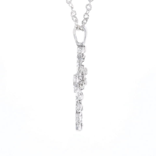 Sterling Silver Nugget Pattered Cross Necklace