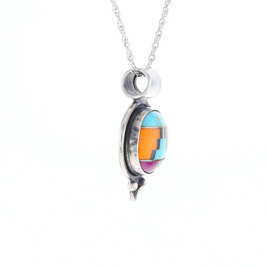 Native American Multi-Stone Oval Pendant