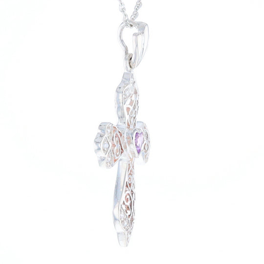 Heart Amethyst Cross Pendant