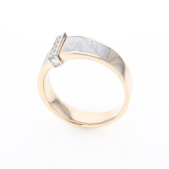 Meteorite Ring Double Sided Inlaid with .19ctw Round Diamonds