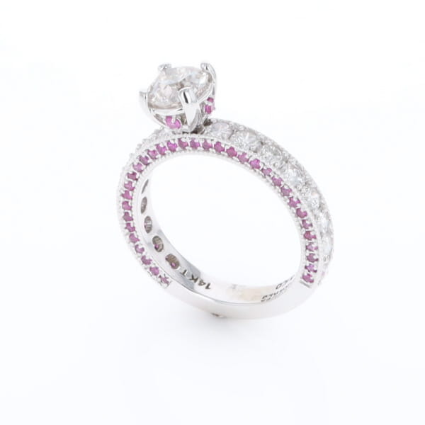 Diamond and Pink Sapphire Engagement Ring