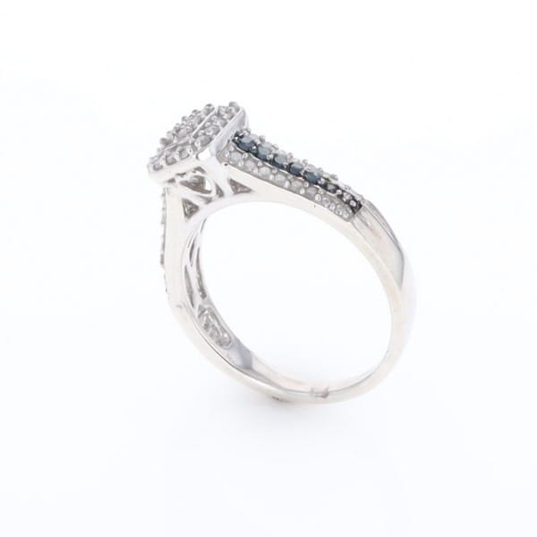Blue & White Diamond Rectangle Cluster Ring