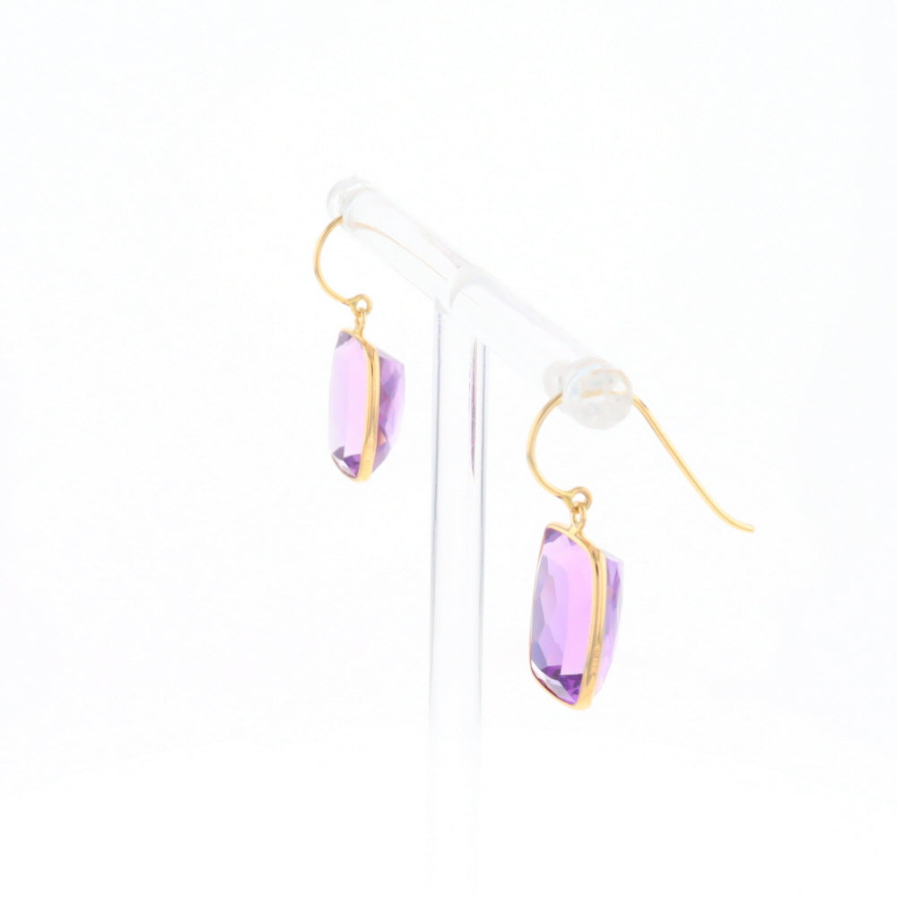 Solitaire Amethyst Dangle Earrings