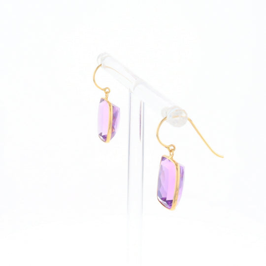 Solitaire Amethyst Dangle Earrings