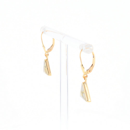 Gold Quartz Triangle Inlaid Earrings - G2