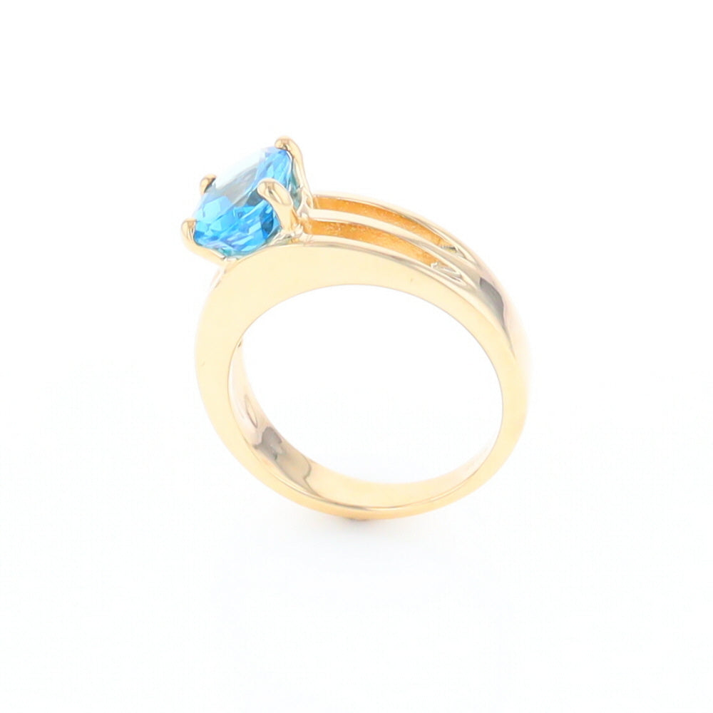 Split Shank Oval Blue Topaz Ring