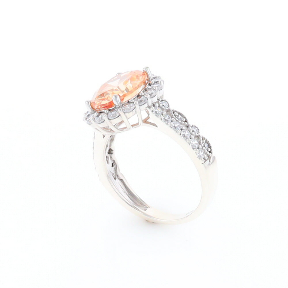 Peach Imitation Topaz Halo Ring