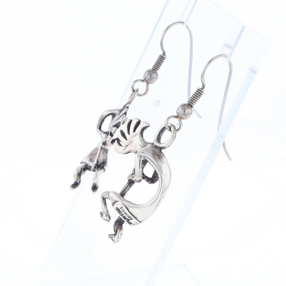 Silver Kokopelli Dangle Earrings