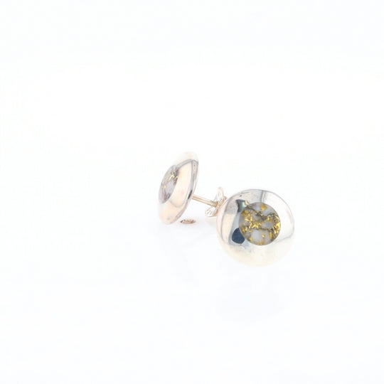 Sterling Silver Gold Quartz Inlaid Circle Stud Earrings - G3