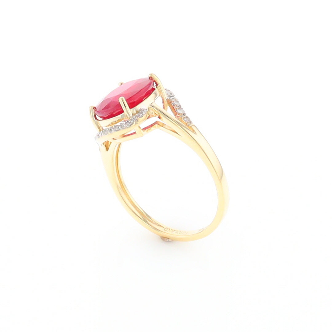 Ruby Bypass Ring with Diamond Accents