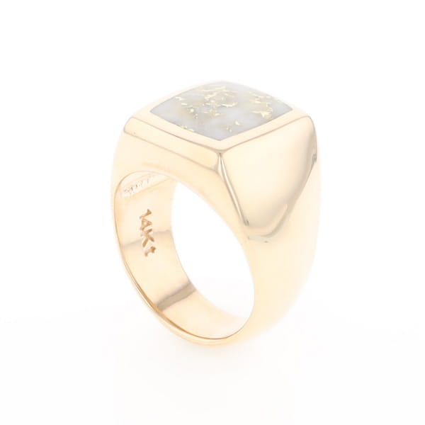 Natural Gold Quartz Men's Ring