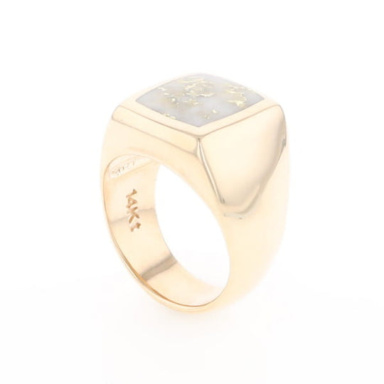 Natural Gold Quartz Men's Ring