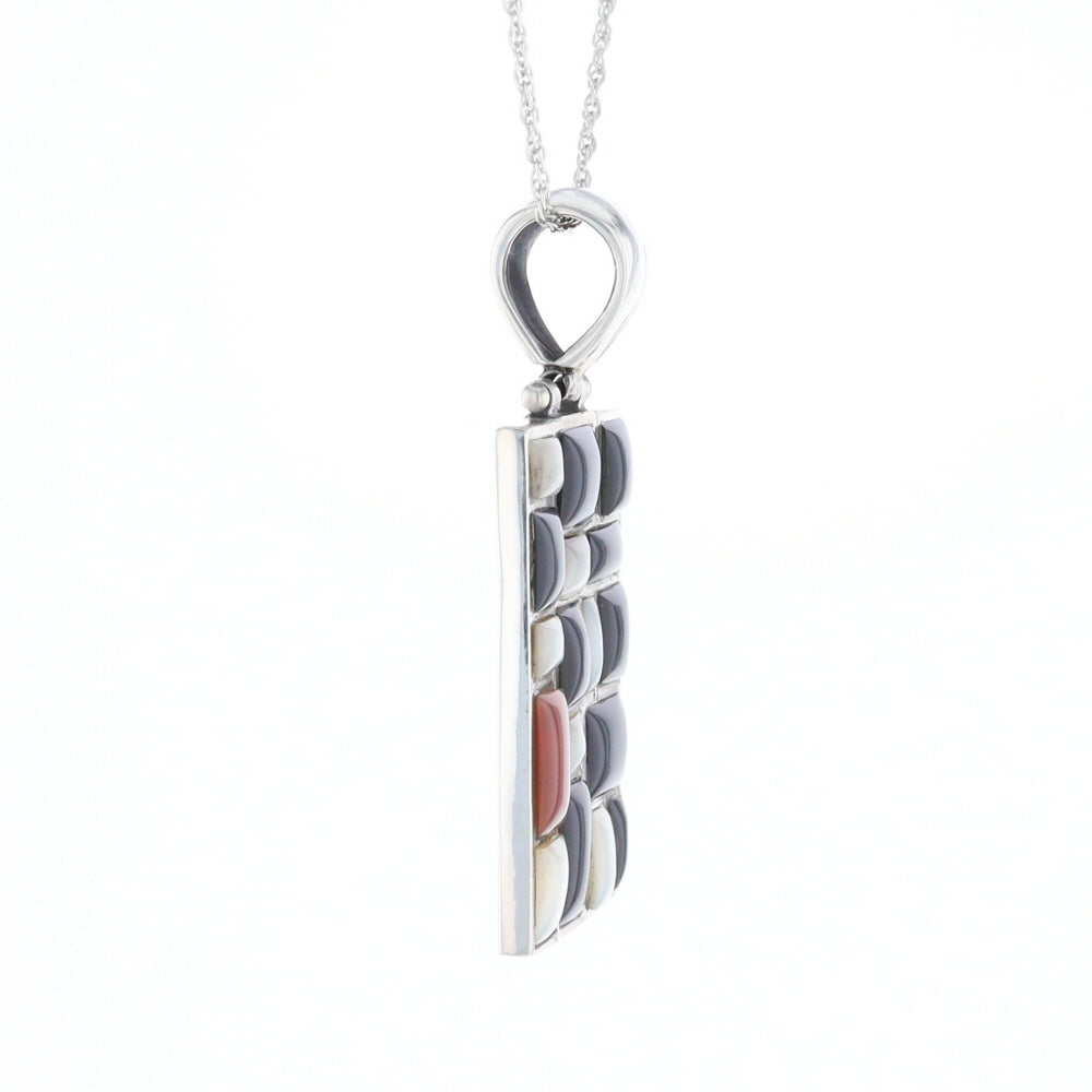 Onyx & Mother of Pearl Checkered Pendant