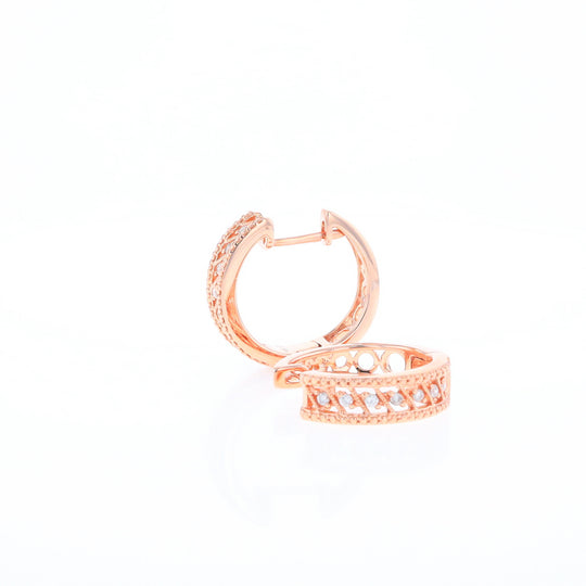 Rose Gold Diamond Hoop Earrings