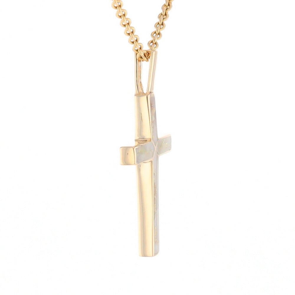 Gold Quartz Pendant 4 Section Inlaid Cross Pendant