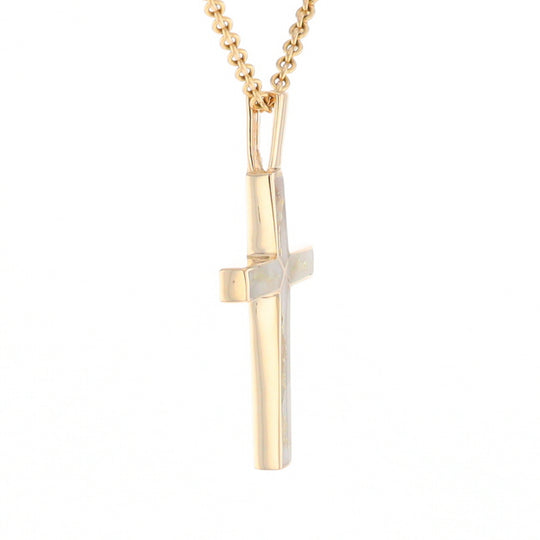 Gold Quartz Pendant 4 Section Inlaid Cross Pendant