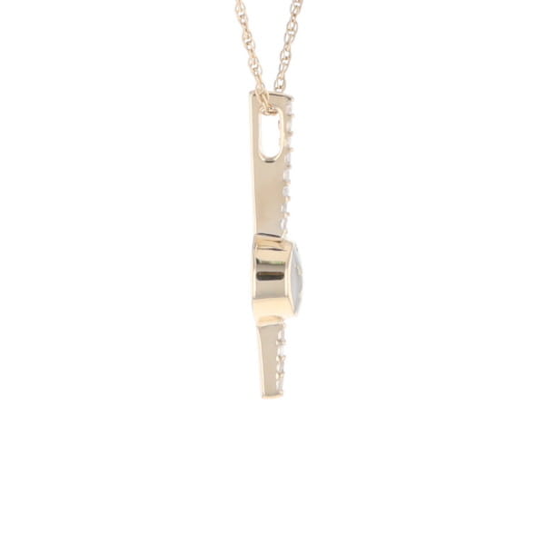 Diamond Bar Gold Quartz Round Inlaid Pendant G2