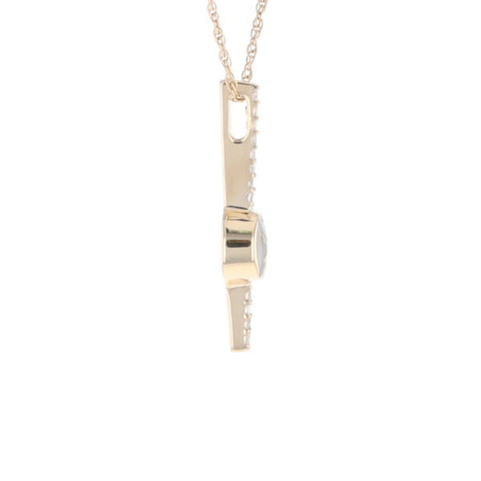 Diamond Bar Gold Quartz Round Inlaid Pendant G2