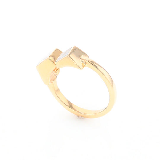 Gold Quartz Ring Wrap Double Square Inlaid Design