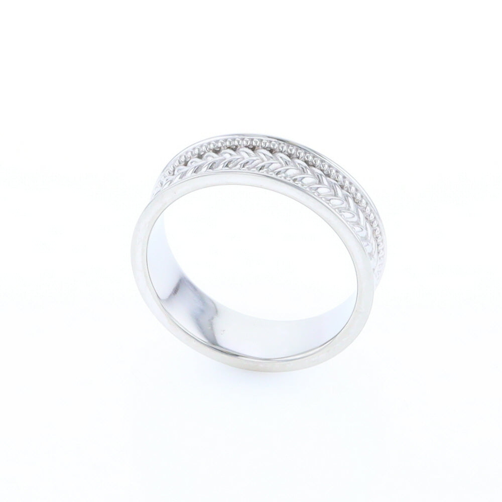 Braided White Gold Men's Ring