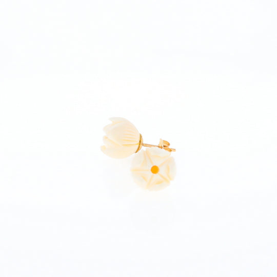 Carved Ivory Flower Stud Earrings