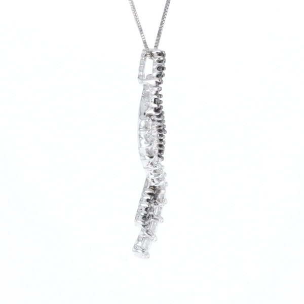 Ribbon Necklace With Black and White Diamonds