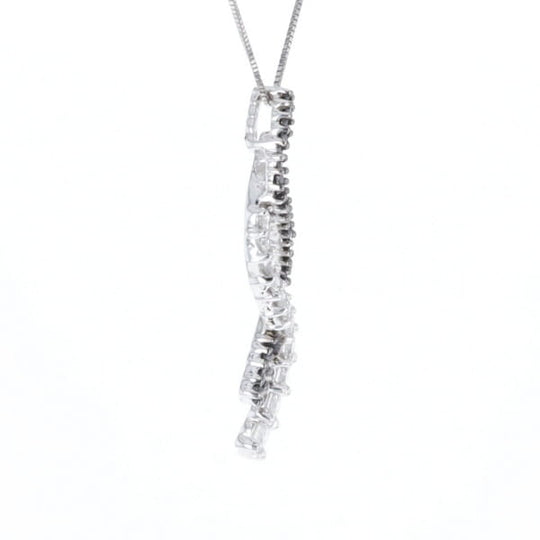 Ribbon Necklace With Black and White Diamonds