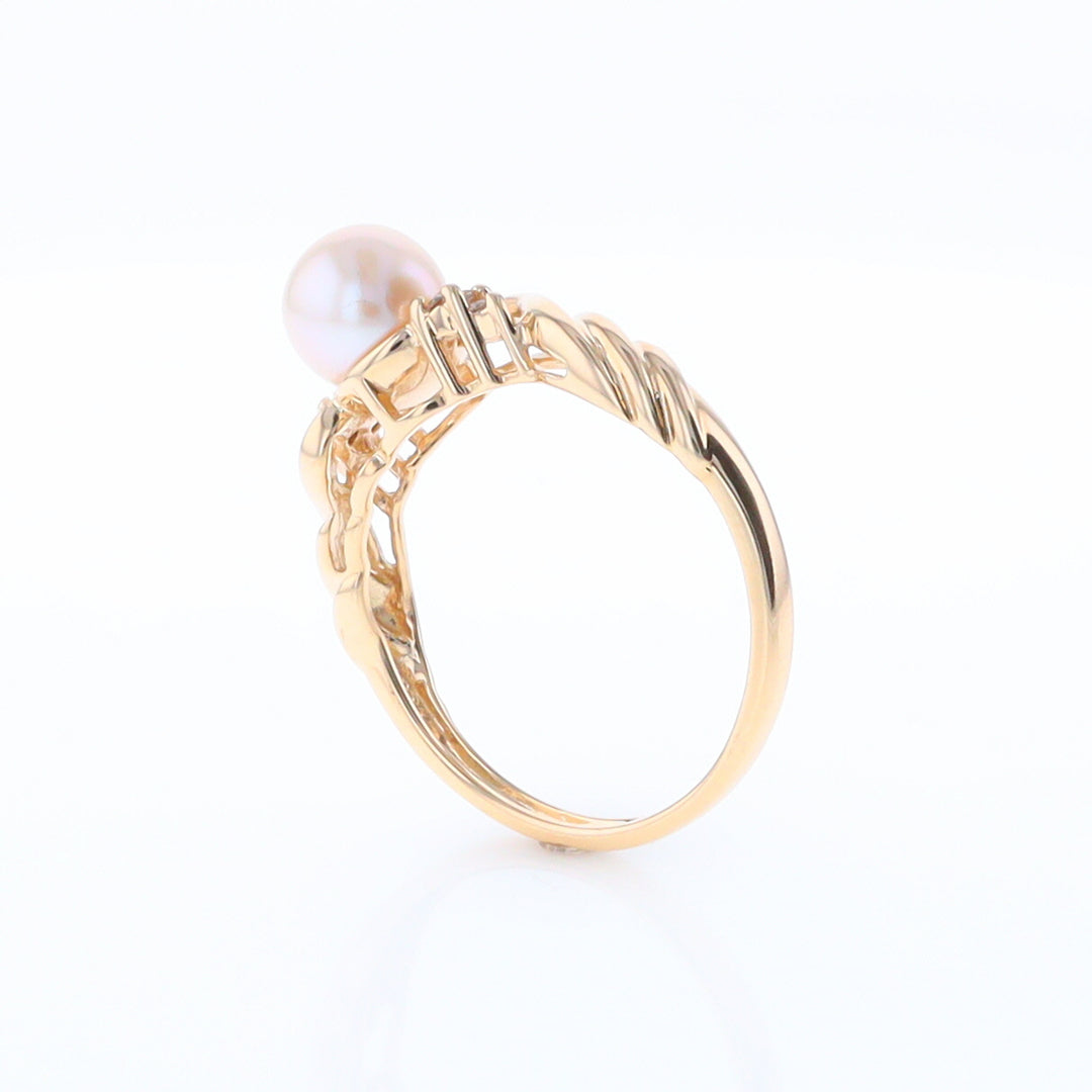 Pearl and Diamond Twist Ring