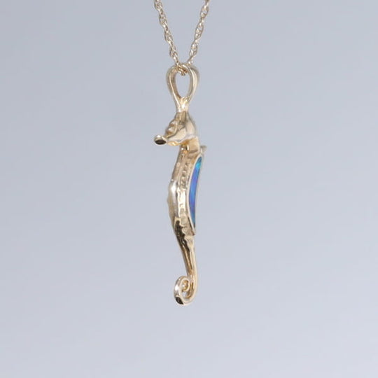 Opal Pendant Inlaid Realistic Sea Horse Design