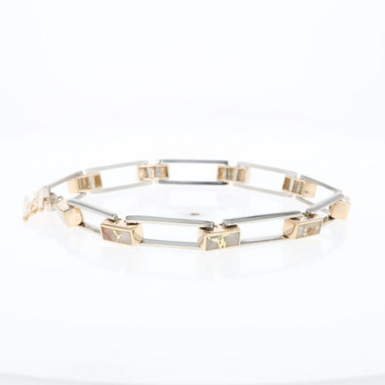 Gold Quartz Bracelet Rectangle Link Inlaid with Toggle Clasp G2