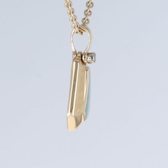 Opal Triangle Inlay with .02ctw Diamond Pendant