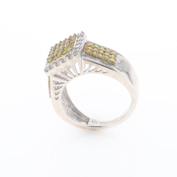 Yellow and White Diamond Filigree Design Ring