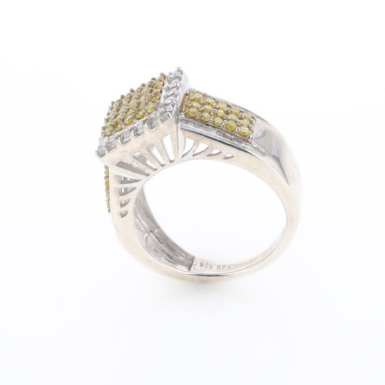 Yellow and White Diamond Filigree Design Ring