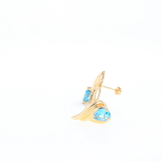 Blue Topaz Swirl Pear Stud Earrings