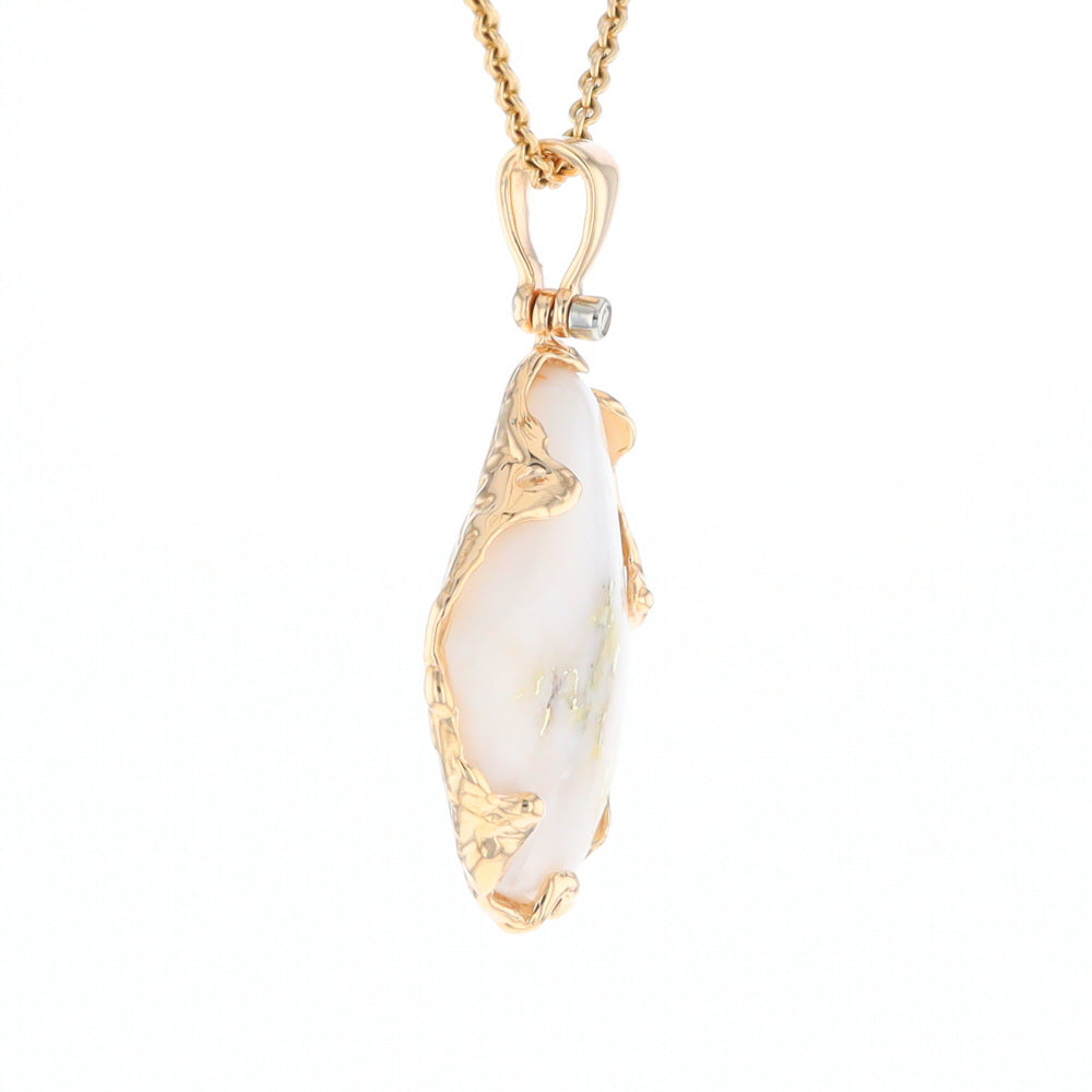 Gold Quartz Freeform Pendant