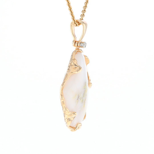 Gold Quartz Freeform Pendant