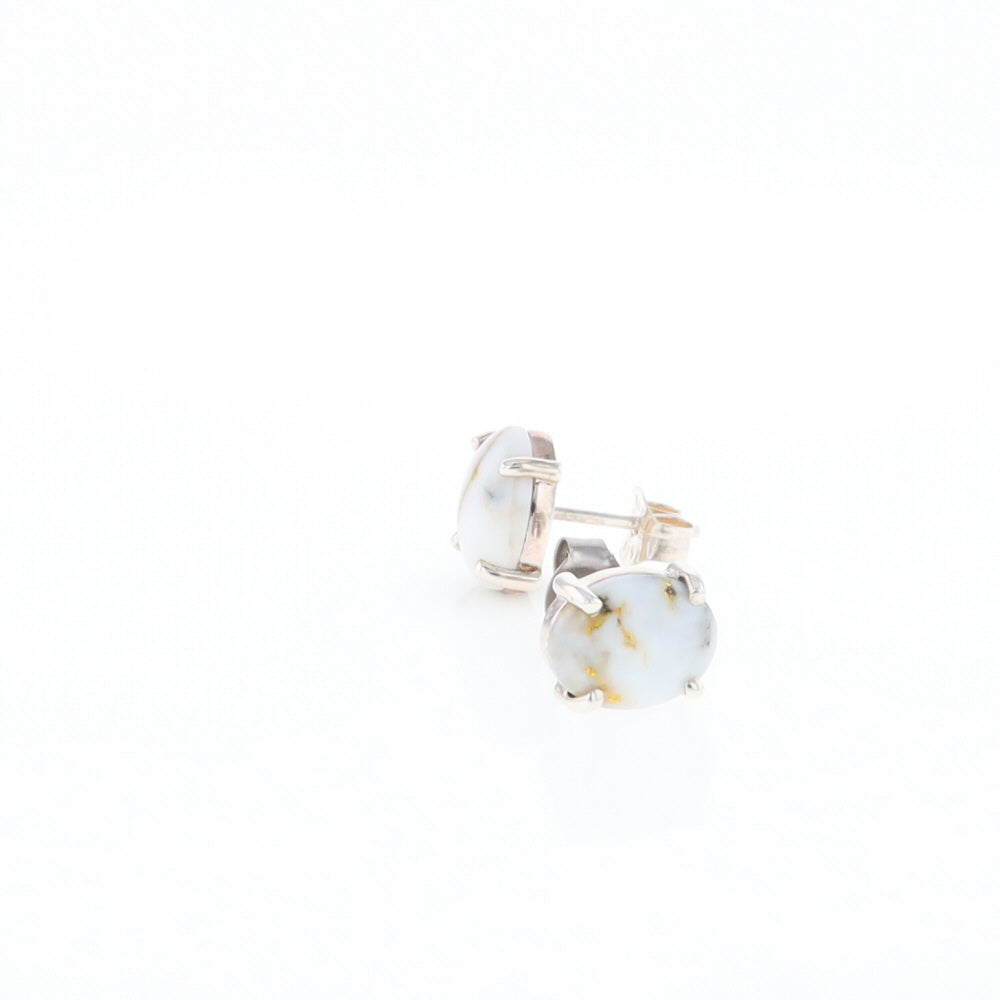 Gold Quartz Cabochon Stud Earrings