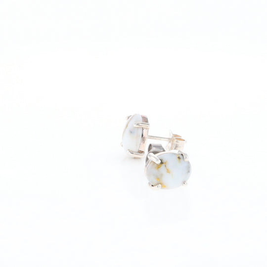 Gold Quartz Cabochon Stud Earrings