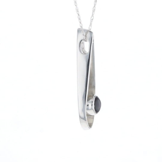 Open Teardrop Round Onyx Inlaid Pendant