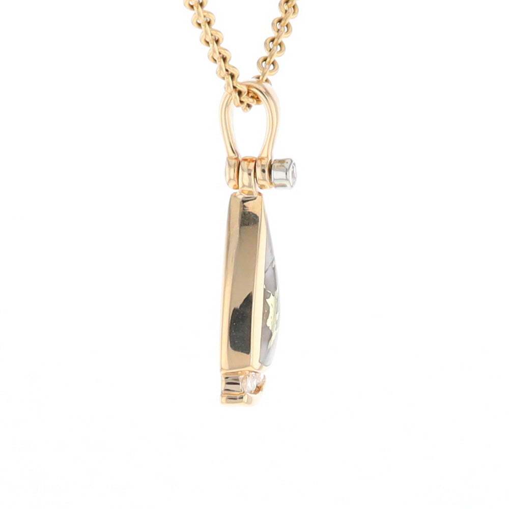 Gold Quartz Triangle Inlaid Pendant with 0.08ctw Diamonds - G2