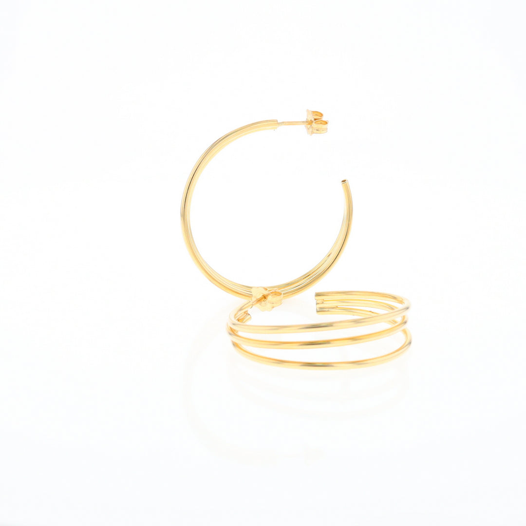 Three Bar Gold Hoop Earrings