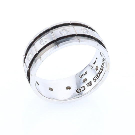 Contemporary Men's Comfort Fit Wedding Band With Diamonds