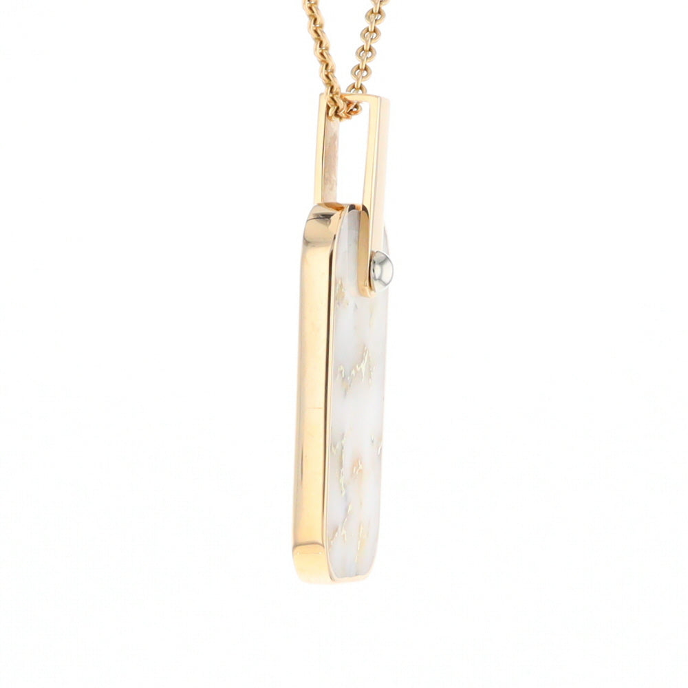 Gold Quartz Necklace Dog Tag Double Sided Inlaid Cross Pendant