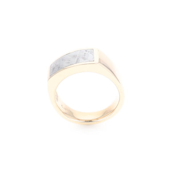 Rectangle Meteorite Inlaid Ring