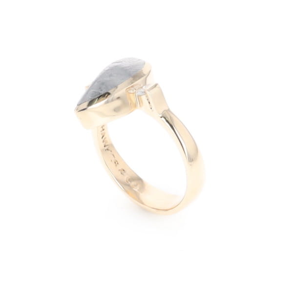 Meteorite Pear Shape Inlay Ring