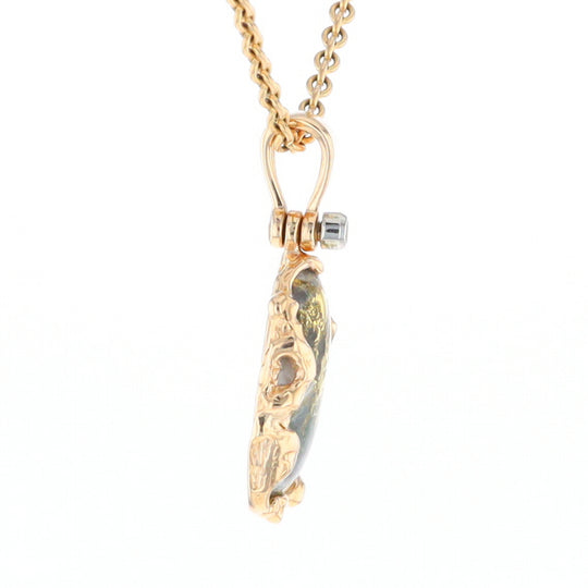 Serpentine & Gold Quartz Freeform Pendant