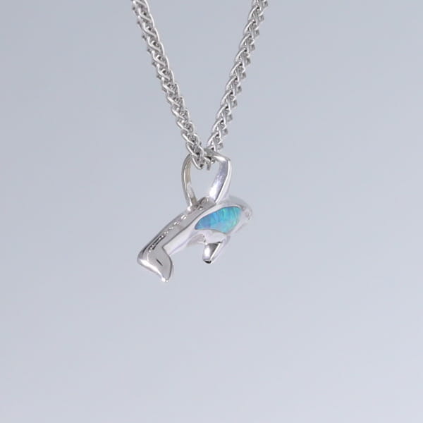 Opal Pendant Inlaid Realistic Orca Killer Whale Design