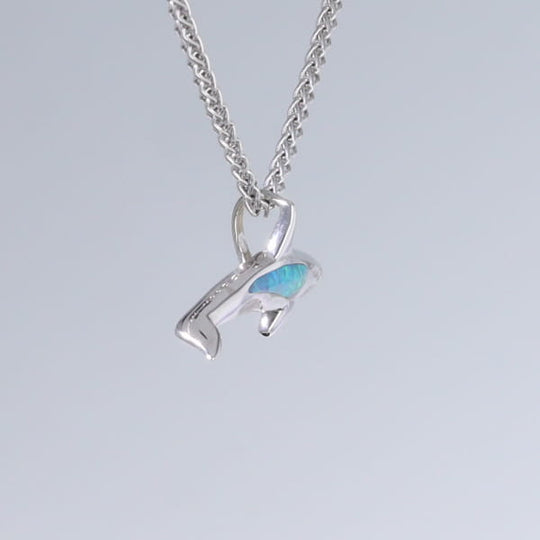 Opal Pendant Inlaid Realistic Orca Killer Whale Design