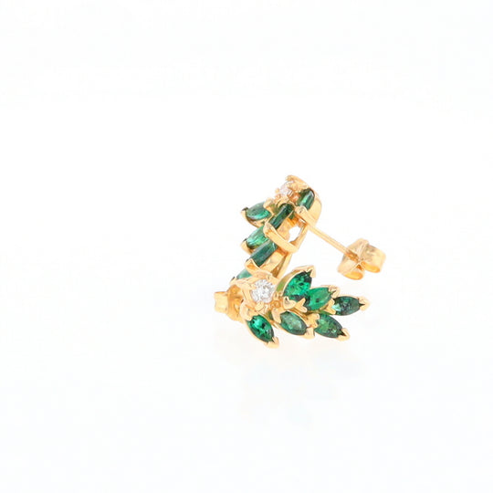 Marquise Emerald Cluster Stud Earrings