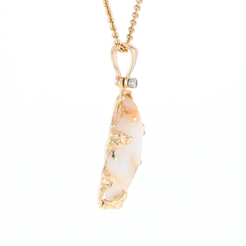 Gold Quartz Freeform Pendant